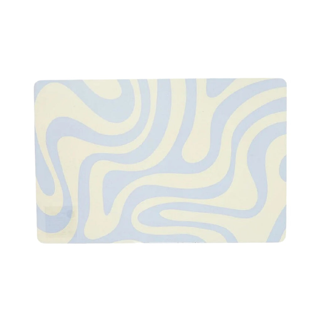 Dessous de verre rectangulaire – motif abstrait ondulé, bleu clair et écru