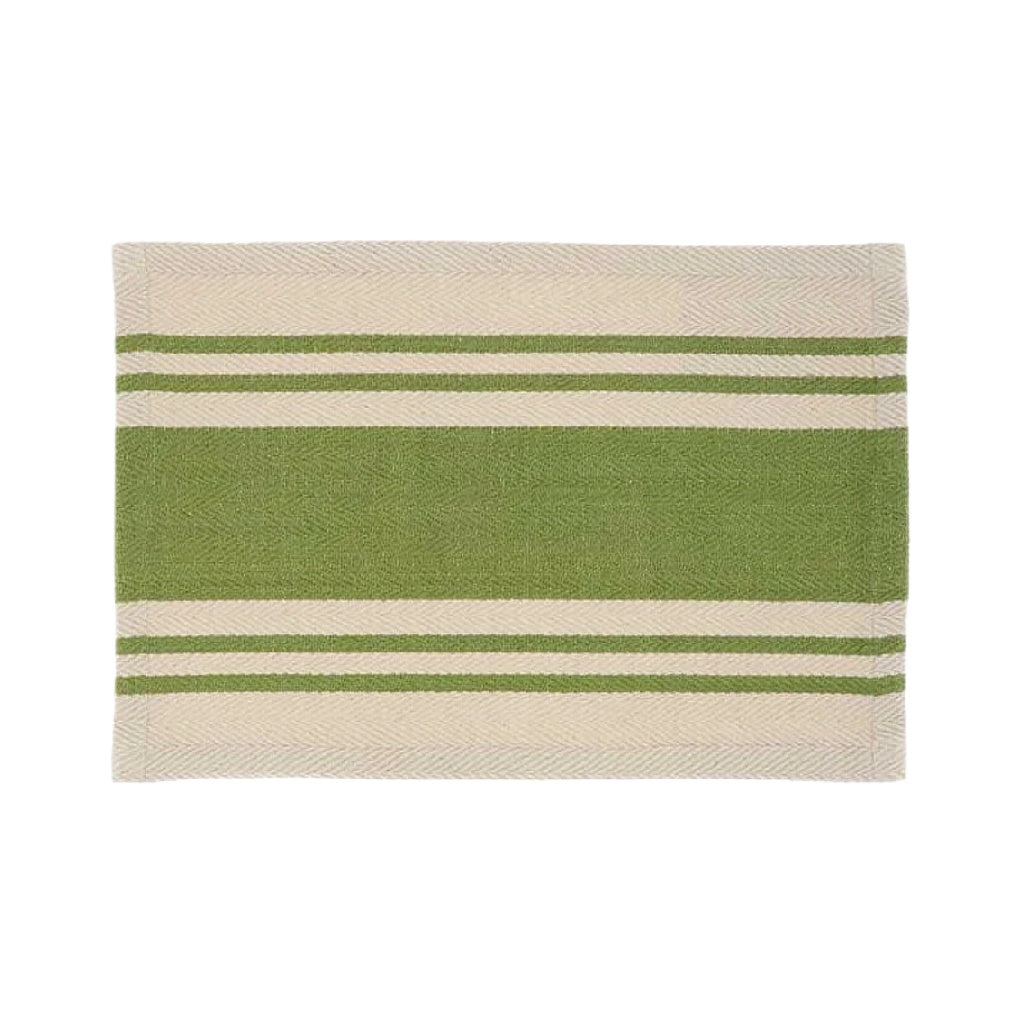 Dessous de verre rectangulaire – motif rayures, vert et beige