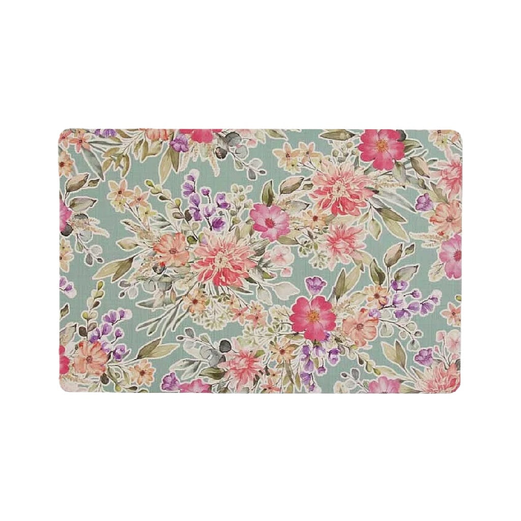 Dessous de verre rectangulaire – motif floral vintage, vert d’eau